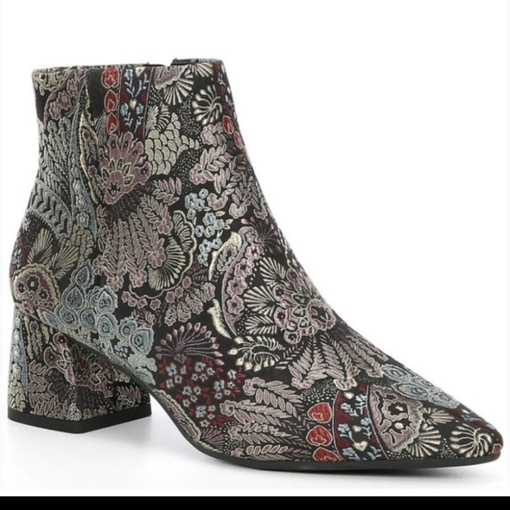 Alex Marie Blue and Black Ankle Booties with Block Heel